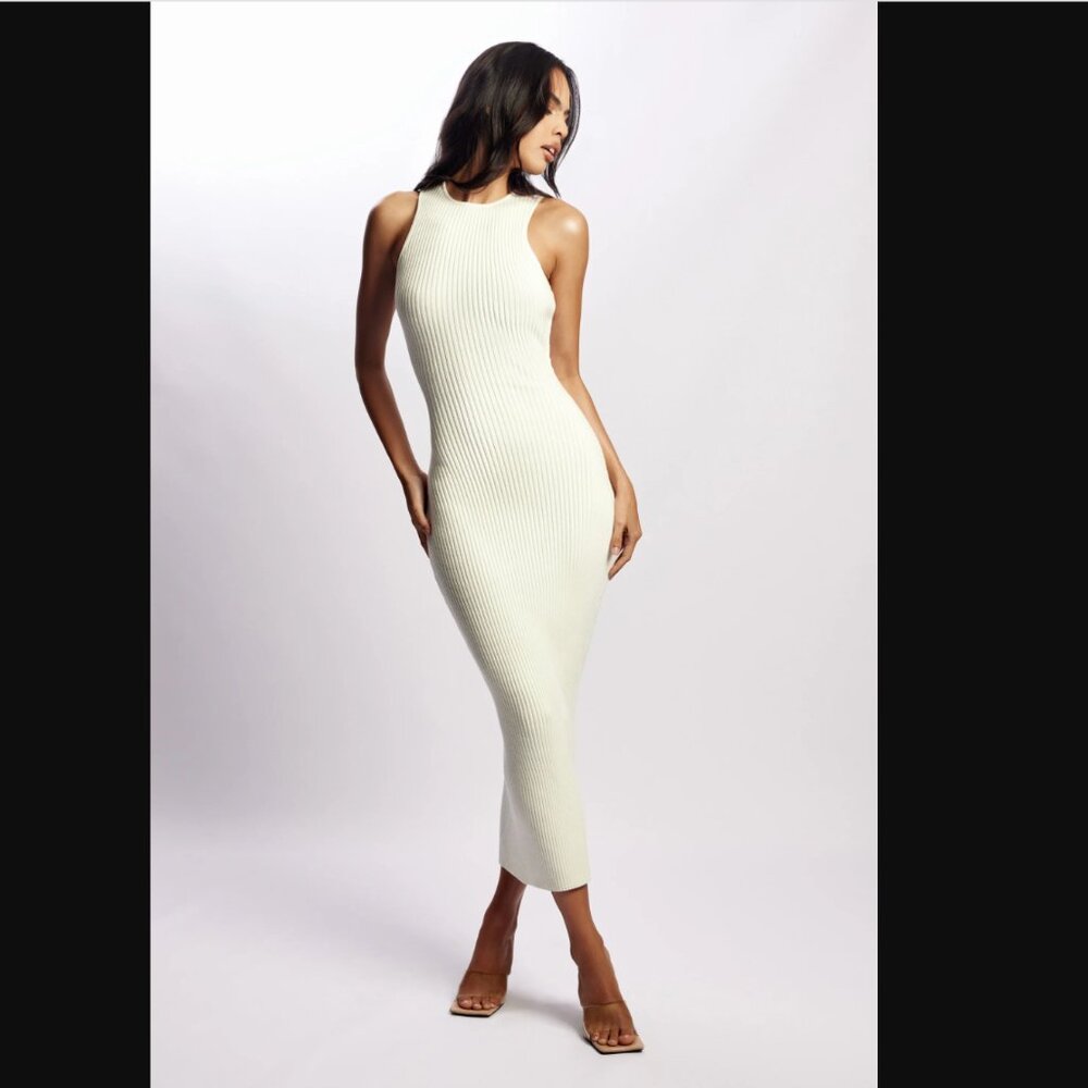 Sienna Knit Midi Dress - White